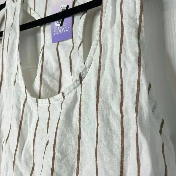 STARS ABOVE Striped Linen Blend Racerback Tank Top Size L - Picture 6 of 13